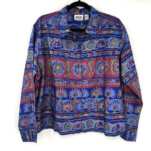 CHICO'S 100% Silk Blazer Jacket Multicolor Embroidered Beaded 2 / L / 12 India